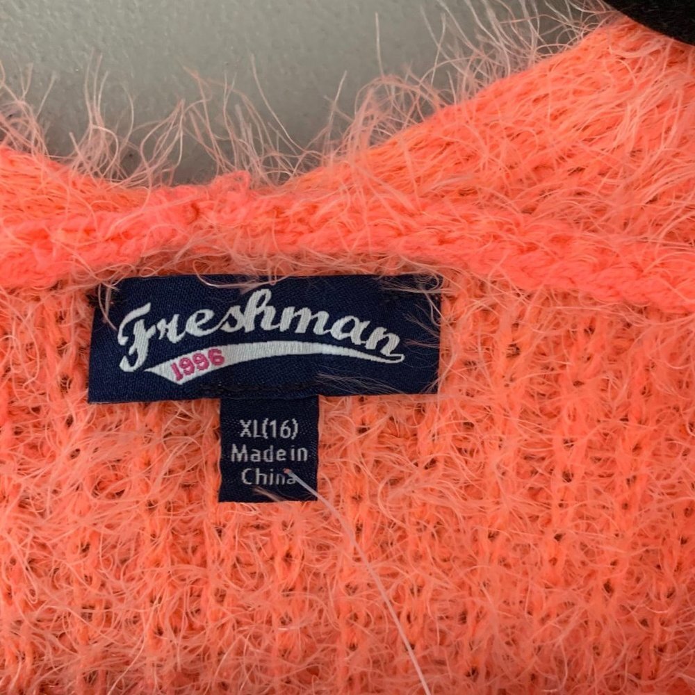 Freshman Neon Mango L Chenille Eyelash Sweater - Picture 4 of 7